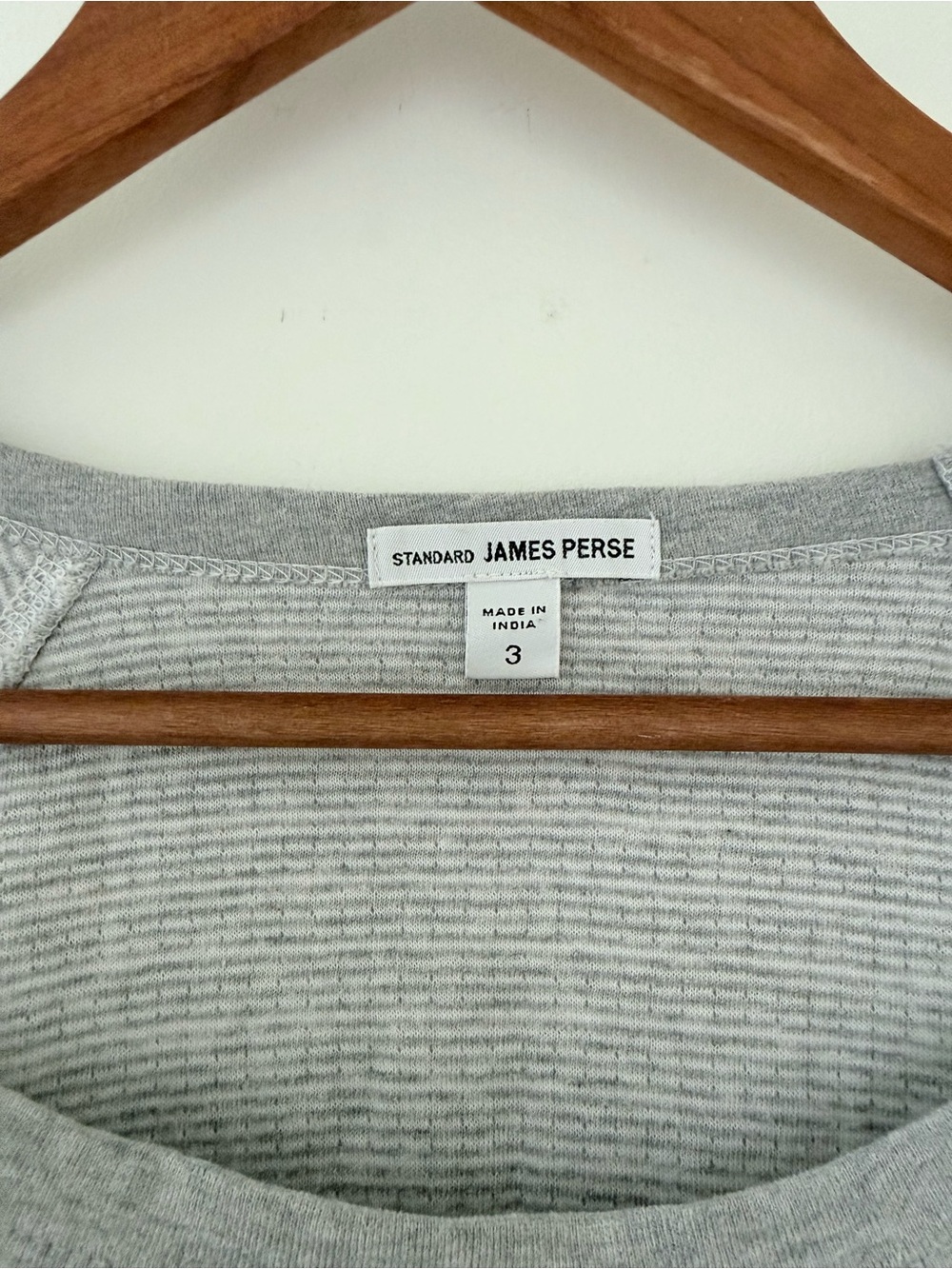 James Perse Grey/White Raglan Striped Pullover Sweater | Sz 3 or M - Picture 3 of 5
